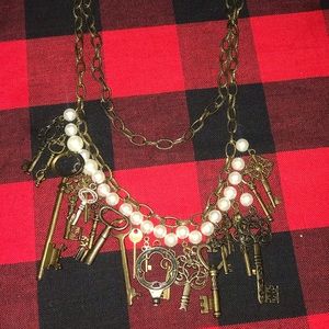 Plunder Vintage Key and Pearl Statement Piece
